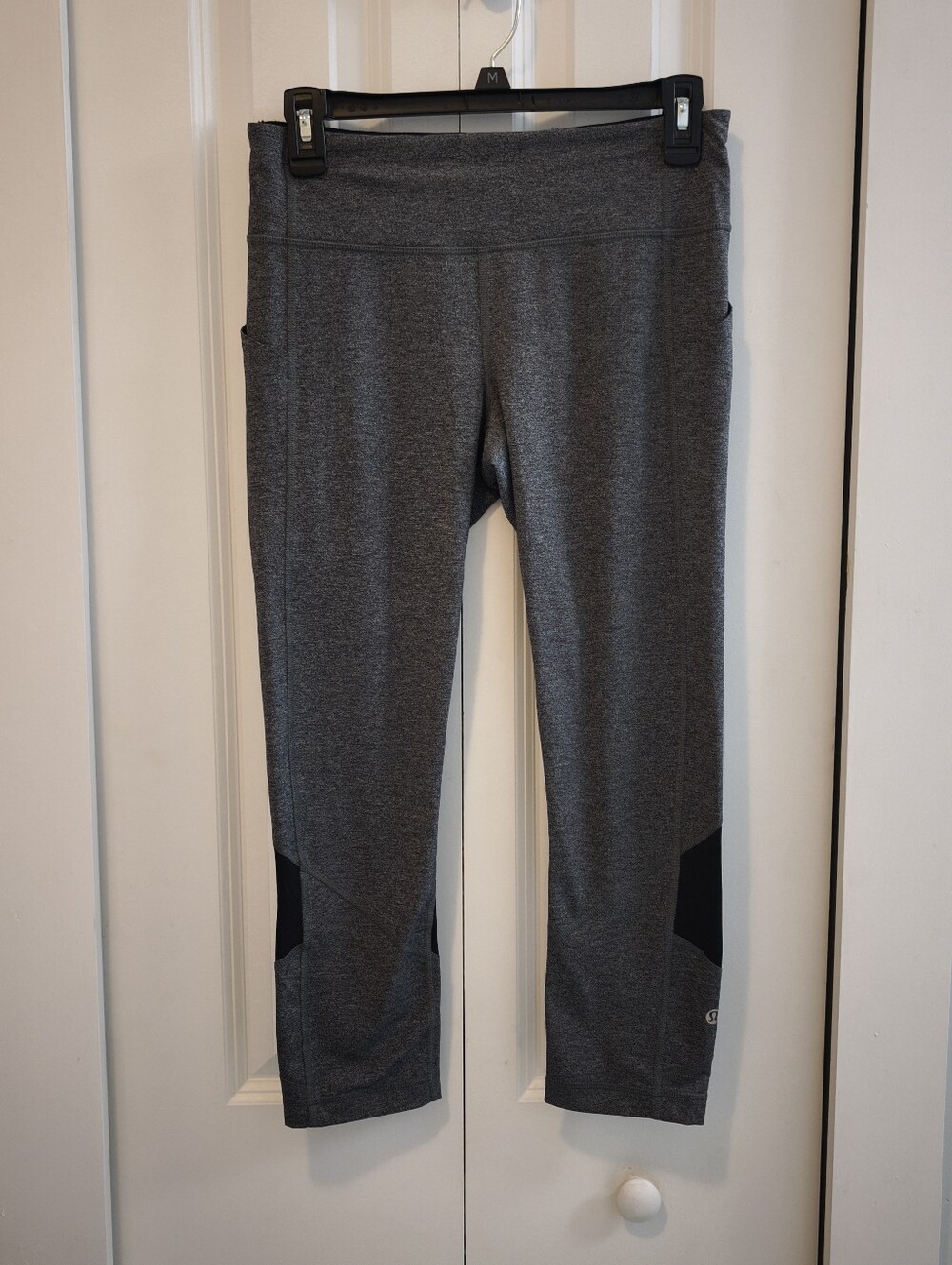 Lululemon Pace Rival Crop Leggings Size 6 Heathered Gray Black With Pockets